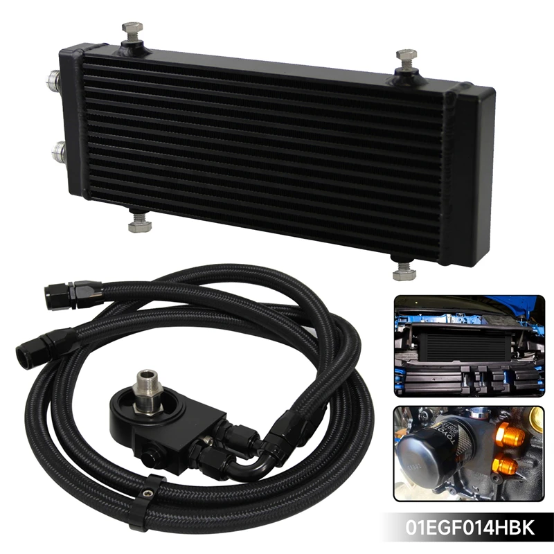 

Universal Small/Medium/Large Size Dual Pass Bar & Plate Oil Cooler +Thermostat Sandwich Plate Kit