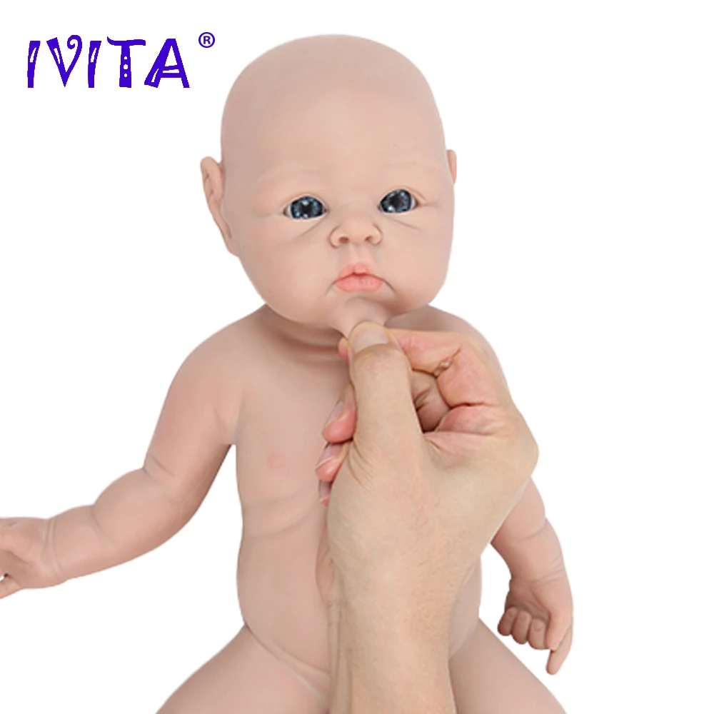 IVITA WG1525 47cm 3.29kg 100% Silicone Reborn Baby Doll Realistic Unpainted Girl Dolls with Eyes Baby DIY Blank Children Toys 4