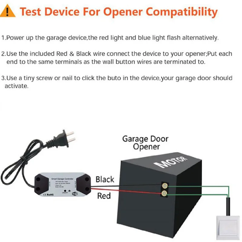 NEW WiFi Switch Smart Garage Door Opener Controller Work With Alexa Echo Google Home SmartLife/Tuya APP Control No Hub Require