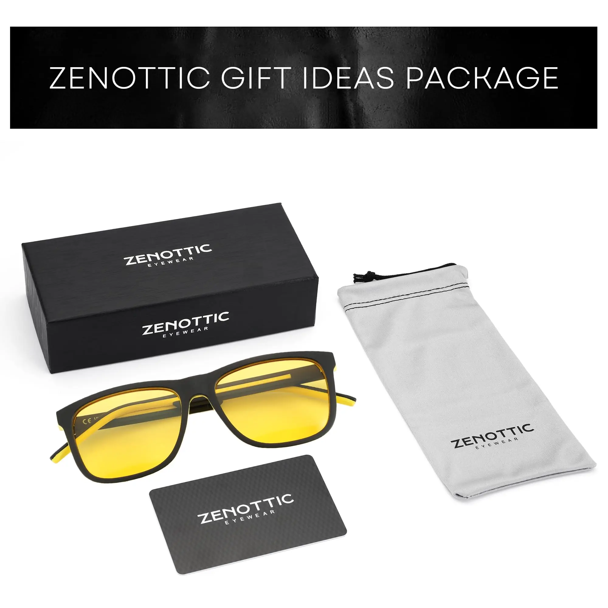 ZENOTTIC Men's Polarized Sunglasses-Lightweight TR90 Frame Square Mens Sunglasses UV400 Protection Night Vision Goggles