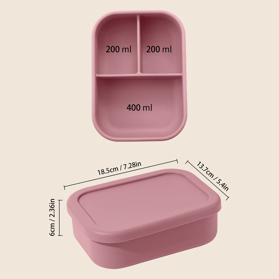 1PCS Baby Silicone Tableware Fruit Bento Box With Lid Students Portable Compartmentalized Storage Silicone Fresh-keeping Bowl 4