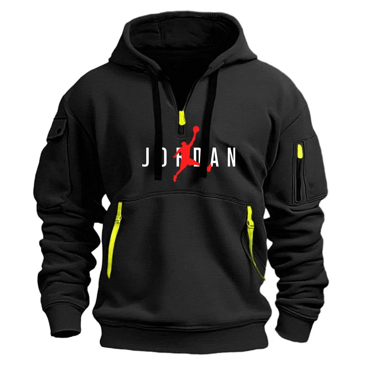 New Multi Pocket Zipper Fleece Hooded Casual Shirt for Men and Women Plus Size Loose Pullover Fashion Sweatshirt top