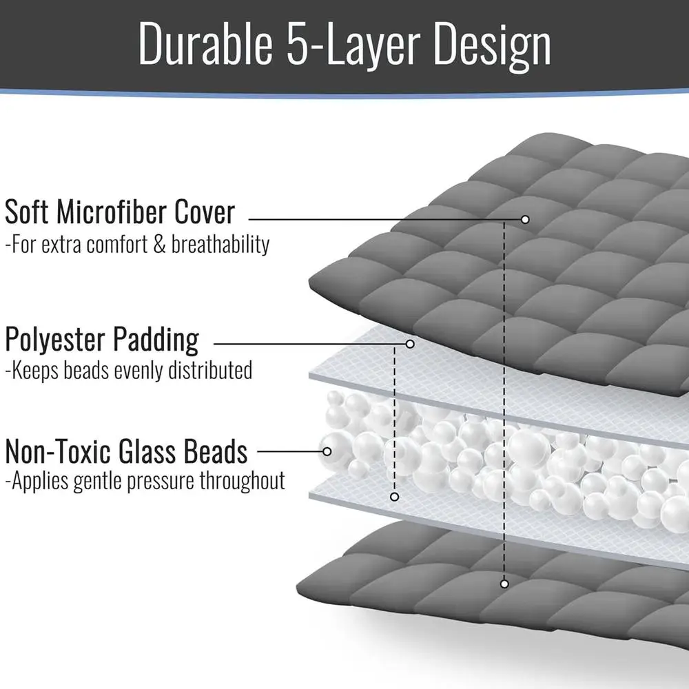 Weighted Blanket Adults 20lb King Size Deep Pressure Stimulating Cooling Nontoxic Glass Beads Hypoallergenic Microfiber 6