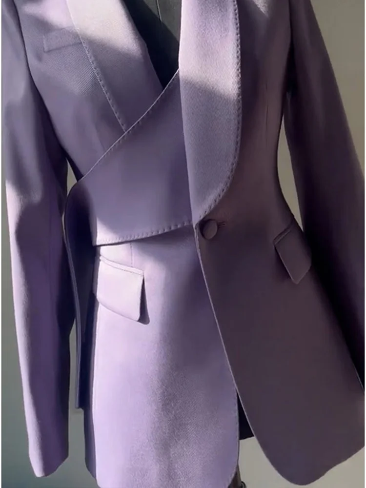 BZVW [in Stock] Temperament Office Lady Designer Purple Blazer Coat Women's 2023 Spring Autumn Fashion New Suit Jacket Female