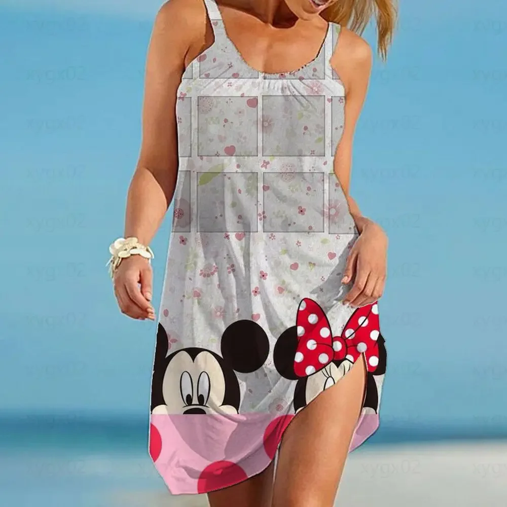 

Платье женское с принтом Минни Маус, без рукавов, на бретельках