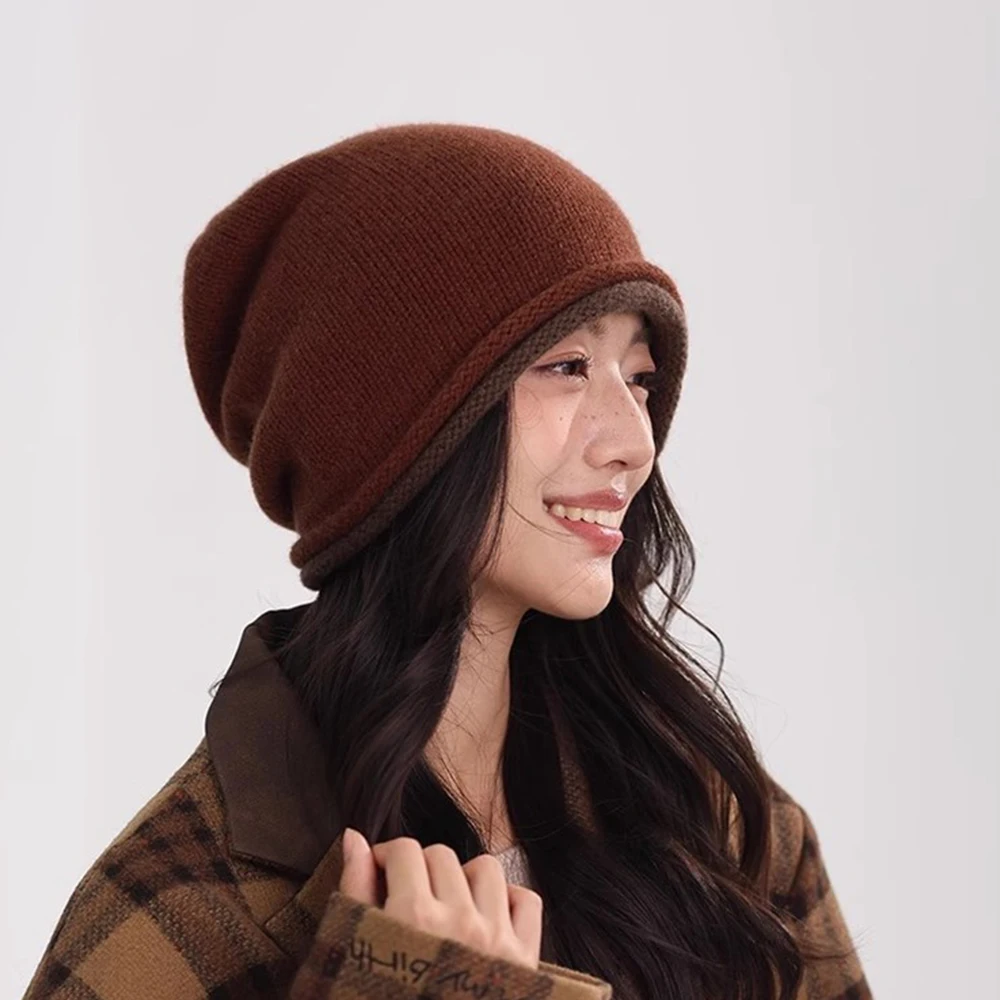 2025 Winter Unisex 100% wool Hats Outdoor Casual Keep Warm Solid Color Cashmere Knitted Beanie Hat Women /Men Skullies Caps