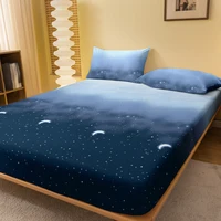 1 Simple modern starry sky printed matte Fitted Sheet, bedroom printed bed cover, bedding (excluding pillowcases) 1
