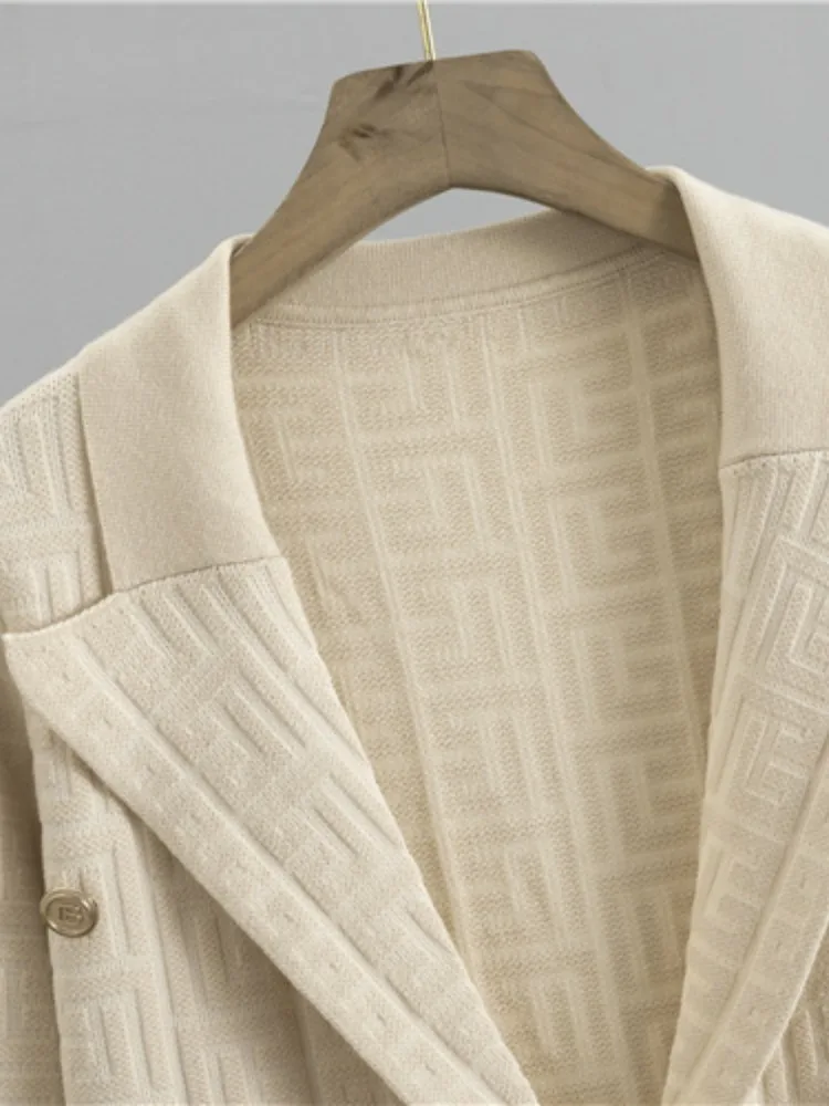 French Commuter Suit Blazer Coat Fashion Sets Women's Spring Autumn High Quality Slimming Knitted Hip Skirt 2-Piece Set Women 5