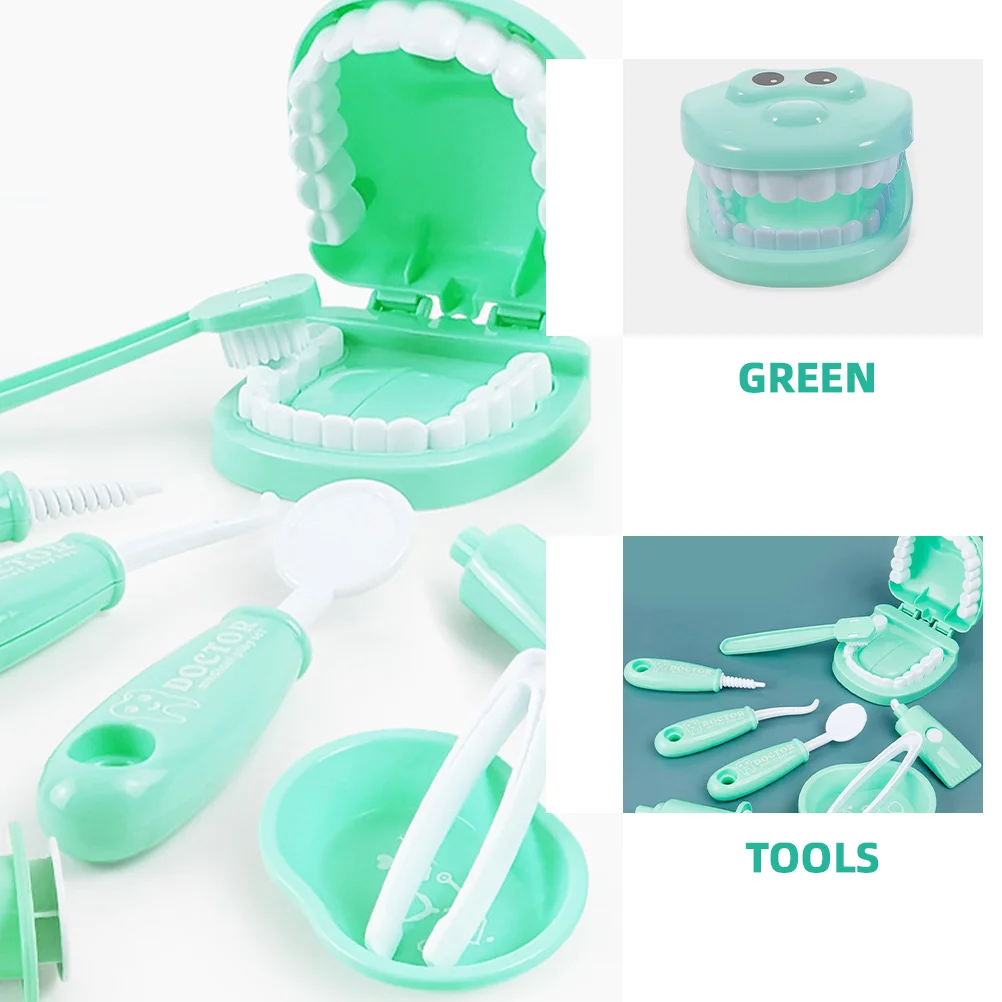 Kids Toys Children's Oral Pretend Dentists Playset Doctor Simulation Dental Green