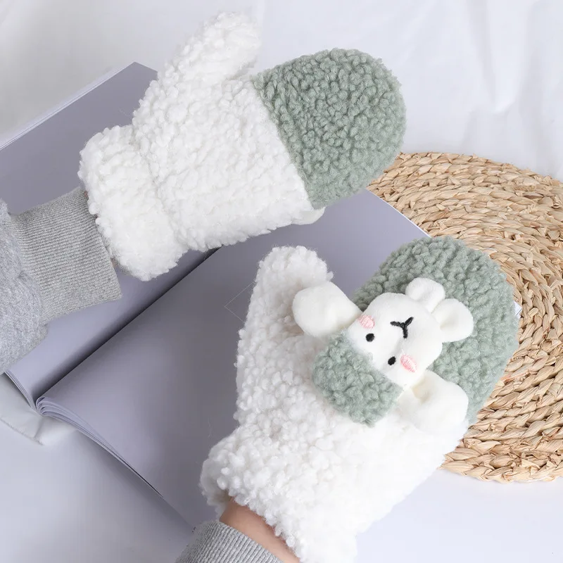 

Winter Plush Cute Gloves for women Outdoor Windproof Plush Warm Fashion Cold Warm Gloves