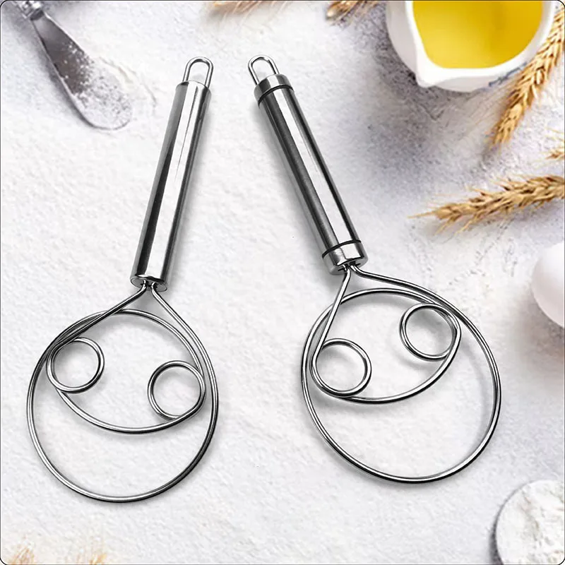 

Danish Dough Whisk, Flour Whisk, Stainless Steel Dough Whisk Mixer Blender, Bread Making Tools Suitable for Baking Mixing Sticks