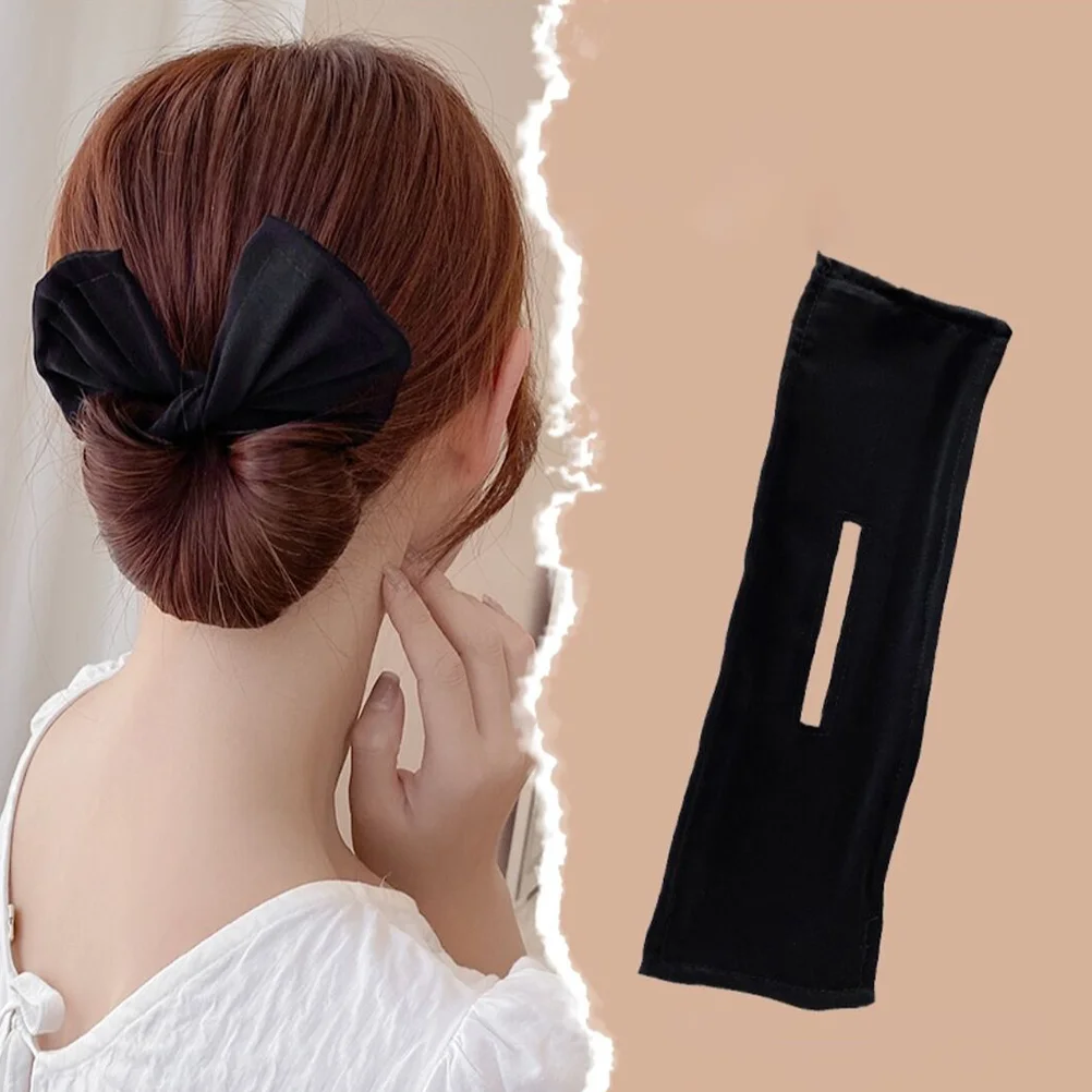 3 Pcs Headband Twisting Bowknot Hair Curler Tool Accessories Crimper Bun Maker Black Hairbands Fashion Wrap Fabric 4