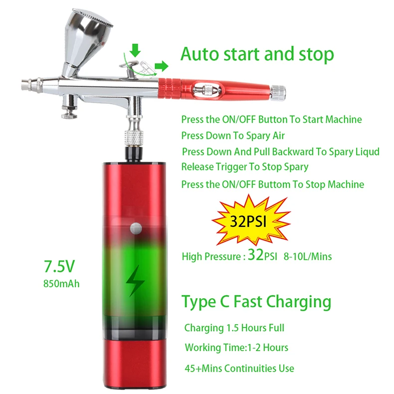 Portable Mini Airbrush Kit with Compressor