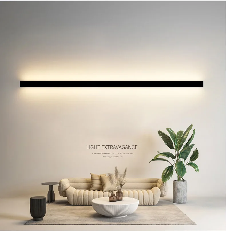 decorativo luminárias linha minimalista luz longa tira fundo preto parede luz Quarto