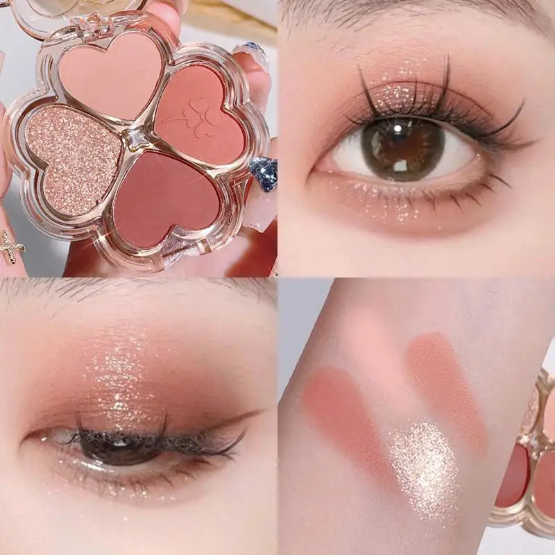 Clover Eyeshadow Palette Dreamy Eye Makeup Lucky Clover Palette Per Trucco Opaco Perlescente A Quattro Colori Brillante E Affascinante