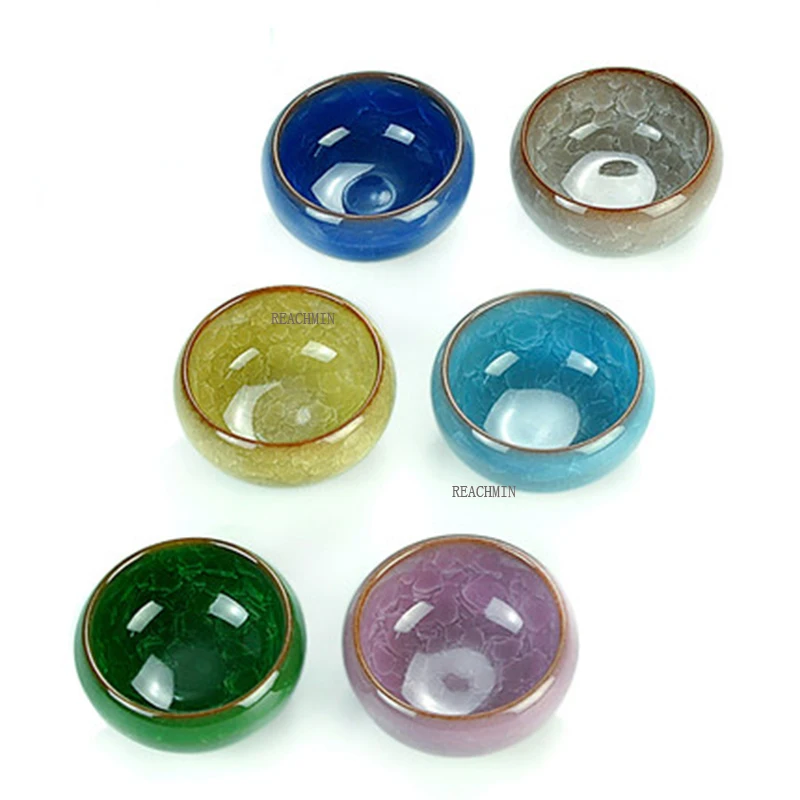 Promotion! 6pcs Kung Fu Tea Cup Set Crackle Glaze 30ml Travel Chinese Porcelain Teacup Ceramic Yixing Purple Clay Service | Дом и сад