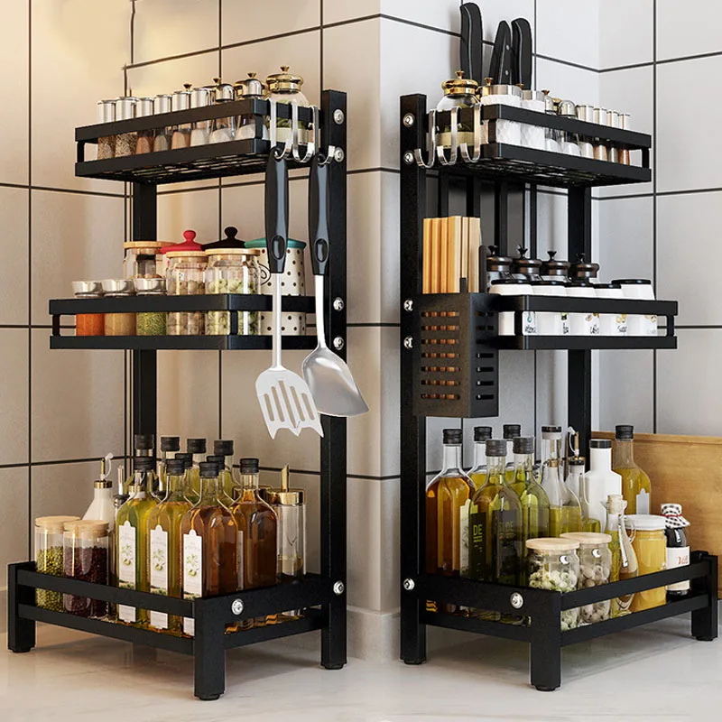 Kitchen Storage Rack Multifunctional Stainless Steel Seasoning Shelf