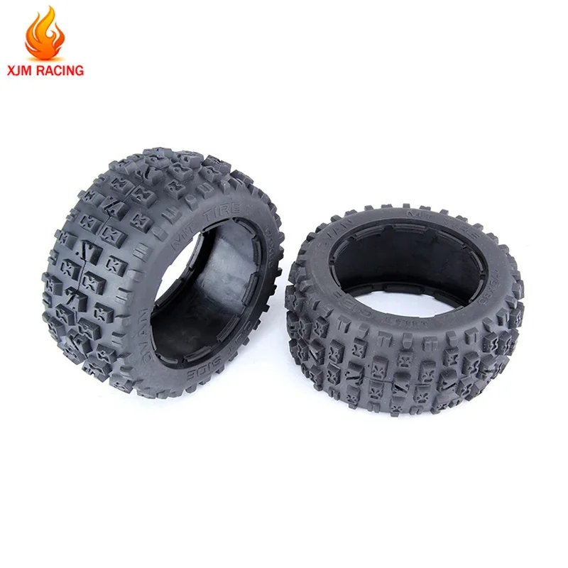 thumbnail interactive-video image 1 of FLMLF All Terrain Tires For 1/5 Scale Baja 5B RC Cars - Rear Tire Skins For HPI Rovan Models 1 of 12
