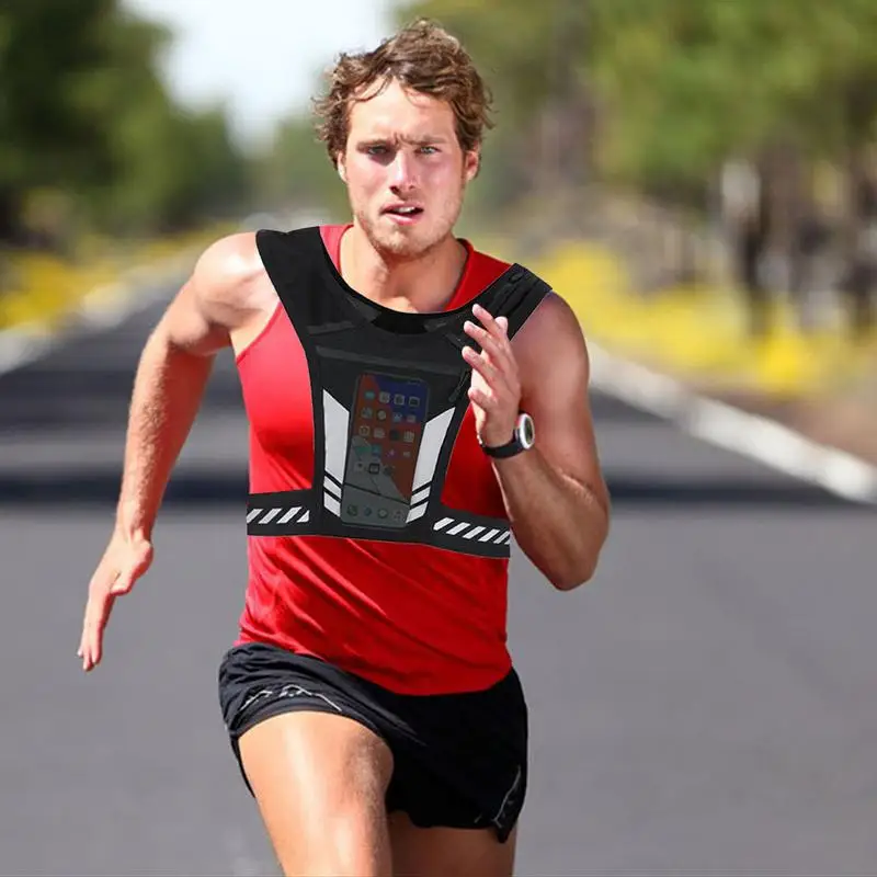 Reflective Running Backpack Universal Lightweight Sport Running Vest Mobile Phone Cards Bag For Jogging Fitness Male Female Vest