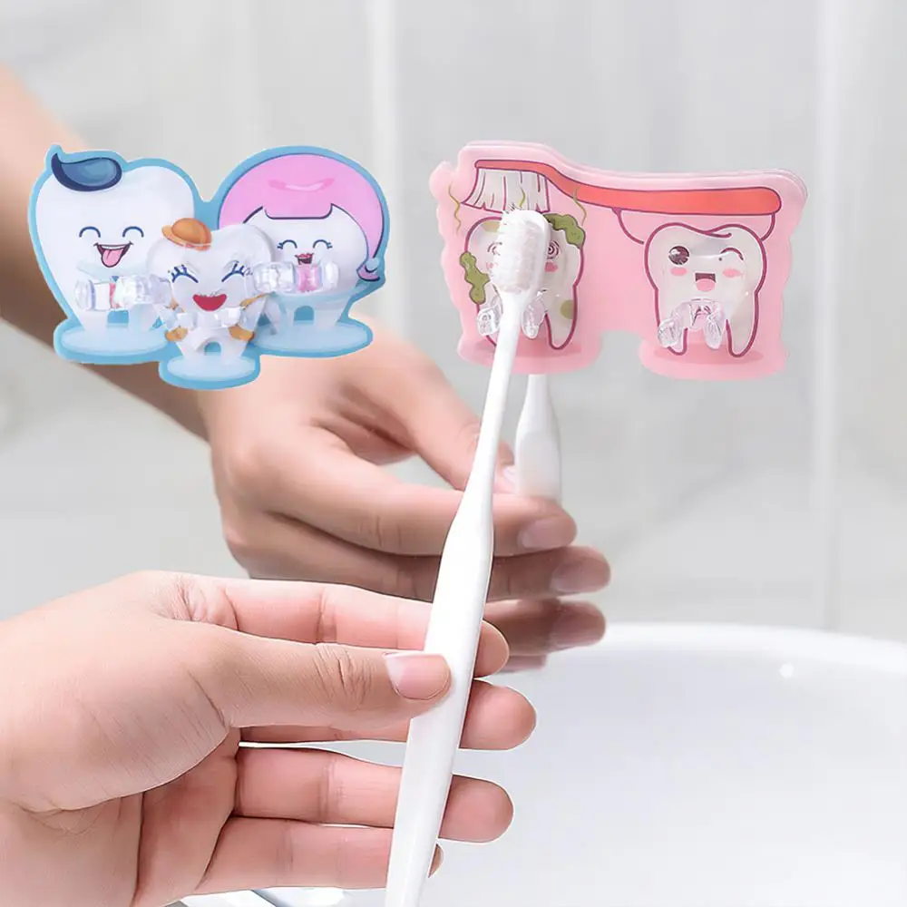 Toothbrush Storage Rack Self-adhesive Type Abs Bathroom Accessories New Toothbrush Holder Multi Slot Design Drain Shelf Durable