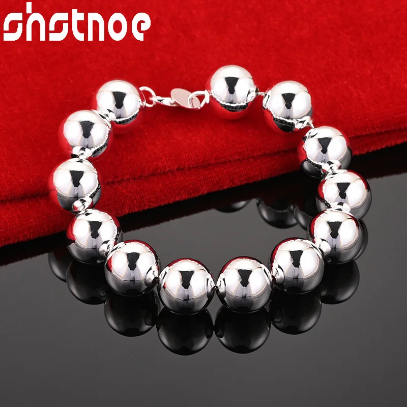 

Женский браслет-цепочка из серебра 925 пробы с бусинами 14 мм