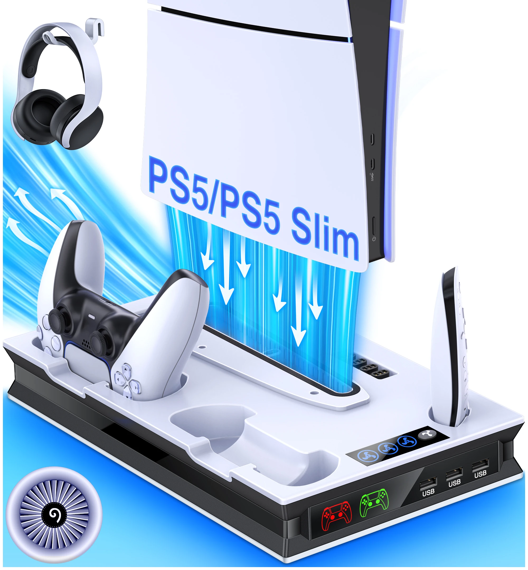 Soporte De Carga Para Ps5 Slim C/ventilador De Enfriamiento