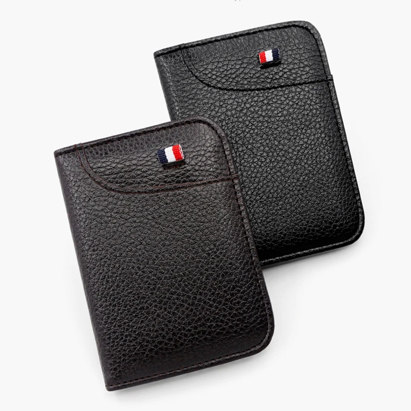 Credit Card Wallet Portable Slim PU Leather for Men