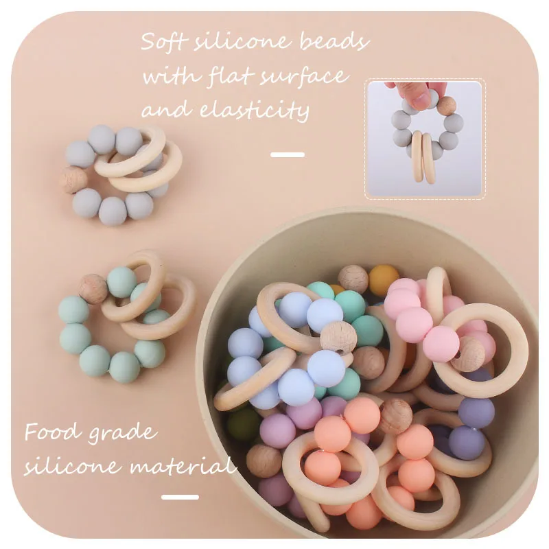 Teethers for Baby Teething Toy Silicone Bead Chew Newborn Bath  Bébé Accessories  Mordedores De Silicona Para Silicone toys - 4