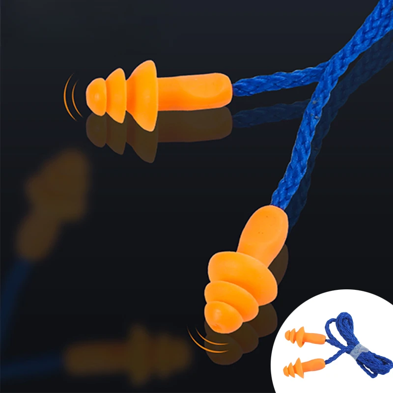 

Soft Silicone Corded Ear Plug Protector Reusable Hearing Protection Noise Reduction Safe Work Comfortable Earplugs Earmuff