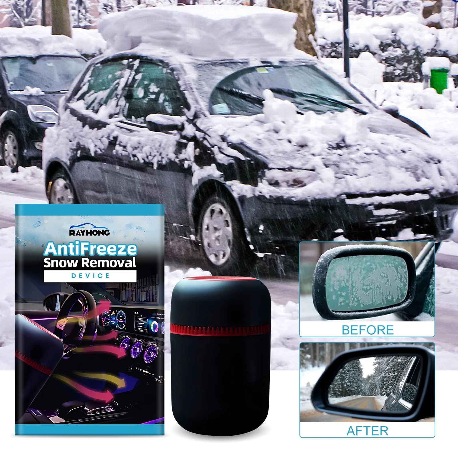 Electromagnetic Auto Glass Antifreeze Snow Remover PLC Powerful Fast Melting Ice Windshield Microwave Molecular Deicing Device