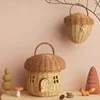 Rattan Woven Tote Bag Castle Mushroom Basket Portable Straw Storage Boxes Bohemian Vacation Picnic Baskets Kids Toys Organizer 4
