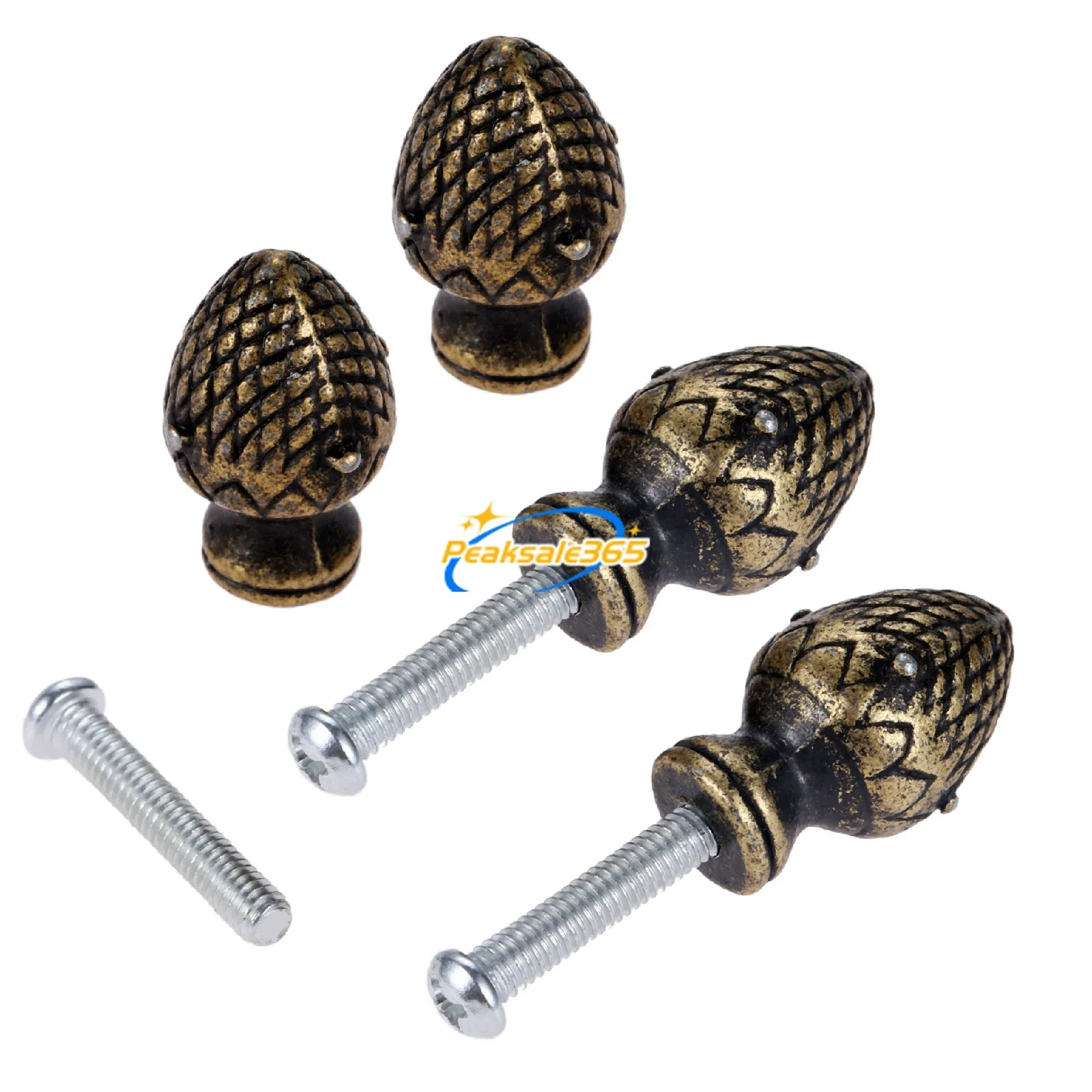 4pcs Antique Bronze Strawberry Knob w/screw Zinc Alloy Handles Pulls w/screws 25x18mm Drawer Door Cabinet Bin Vintage Decoration