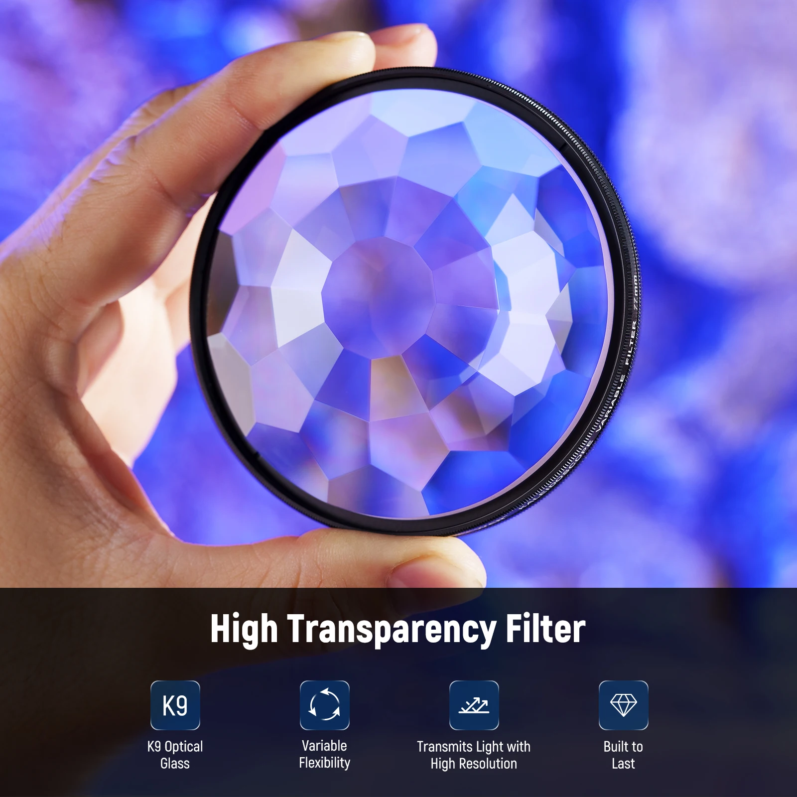 Kaleidoscope Prism Lens Filter, Photography Prism Crystal Glass Effect Filter wi