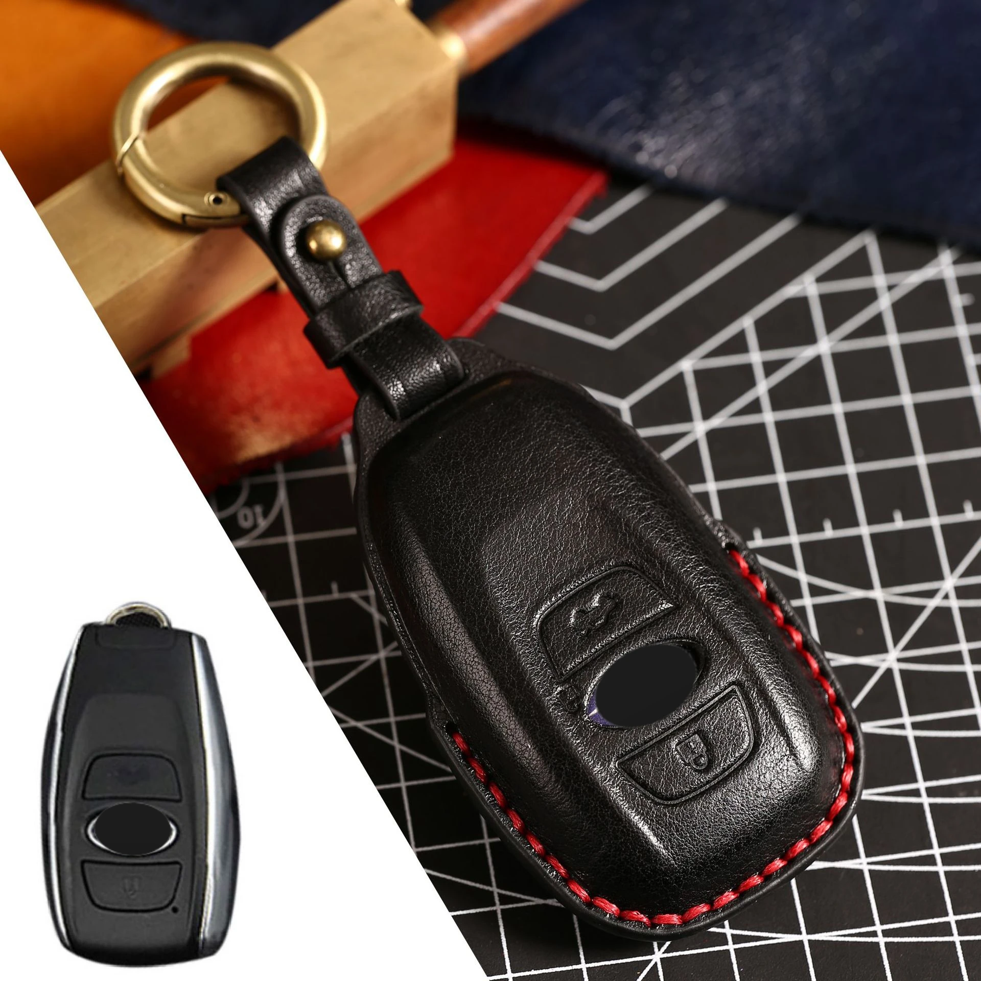 Funda De Llave De Coche Para Subaru WRX Mrxsti Forter XV Legacy Outback Impreza 2011 2014, Llavero De Cuero Genuino Hecho A Mano Con Cubierta Remota - AliExprs
