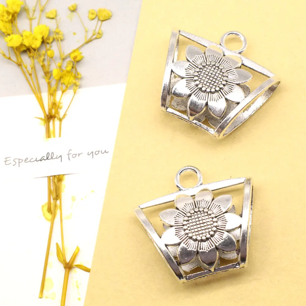 

Шелковая Пряжка для шарфа 1 шт., 38x39 мм, шапочки для бижутерии, искусственное украшение, античный серебряный цвет