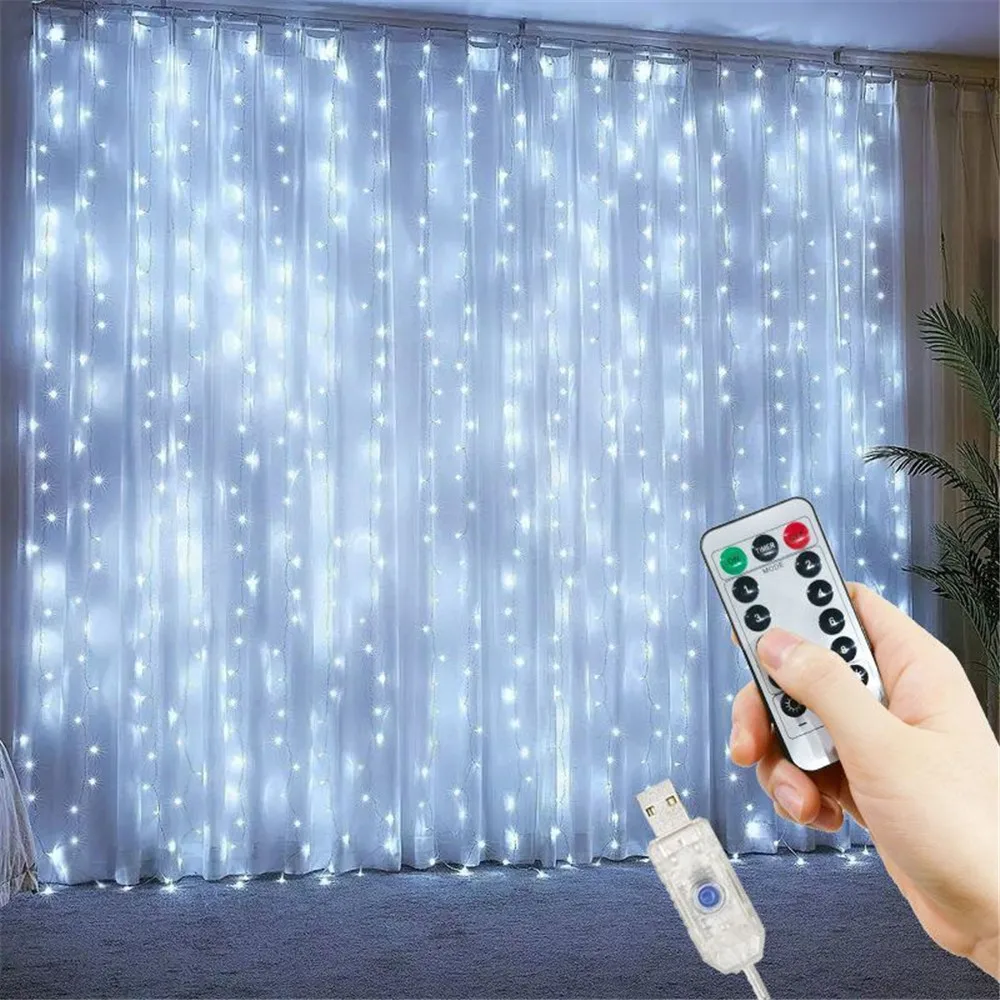 Guirnalda de luces LED con control remoto para decoración navideña para el hogar, para bodas, dormitorio, exterior y hogar