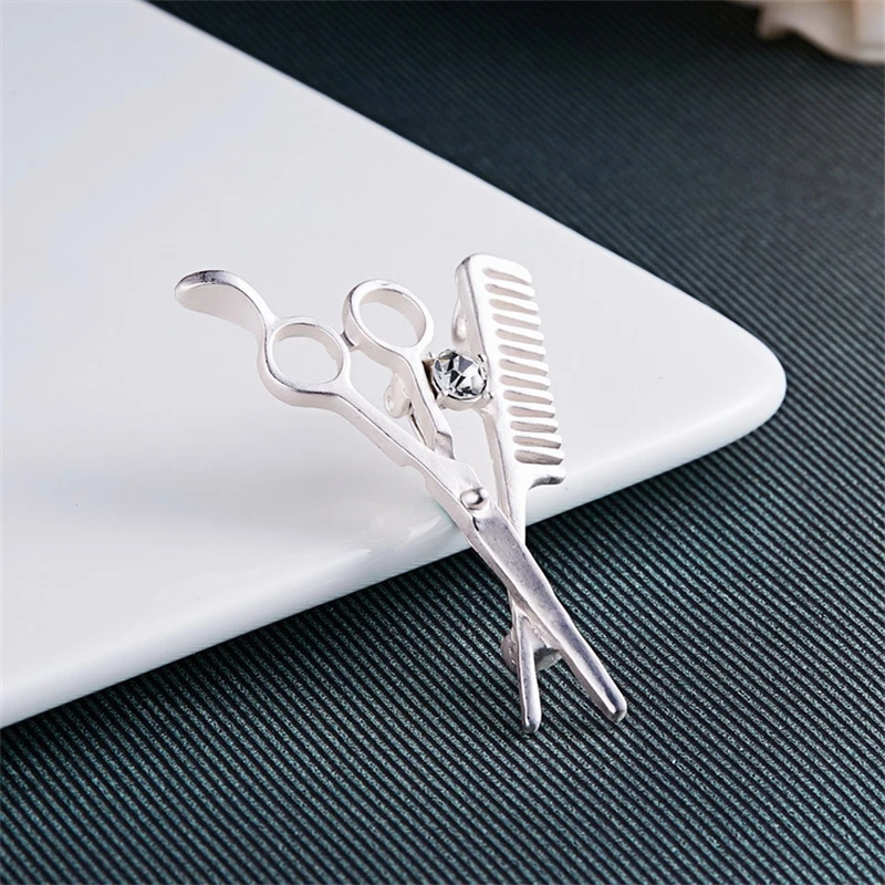 Creative Hairdresser Brooch Men Women Crystal Badge Scissors Comb Small  Suit Collar Needle Gold Color Brooches Pin - AliExpress