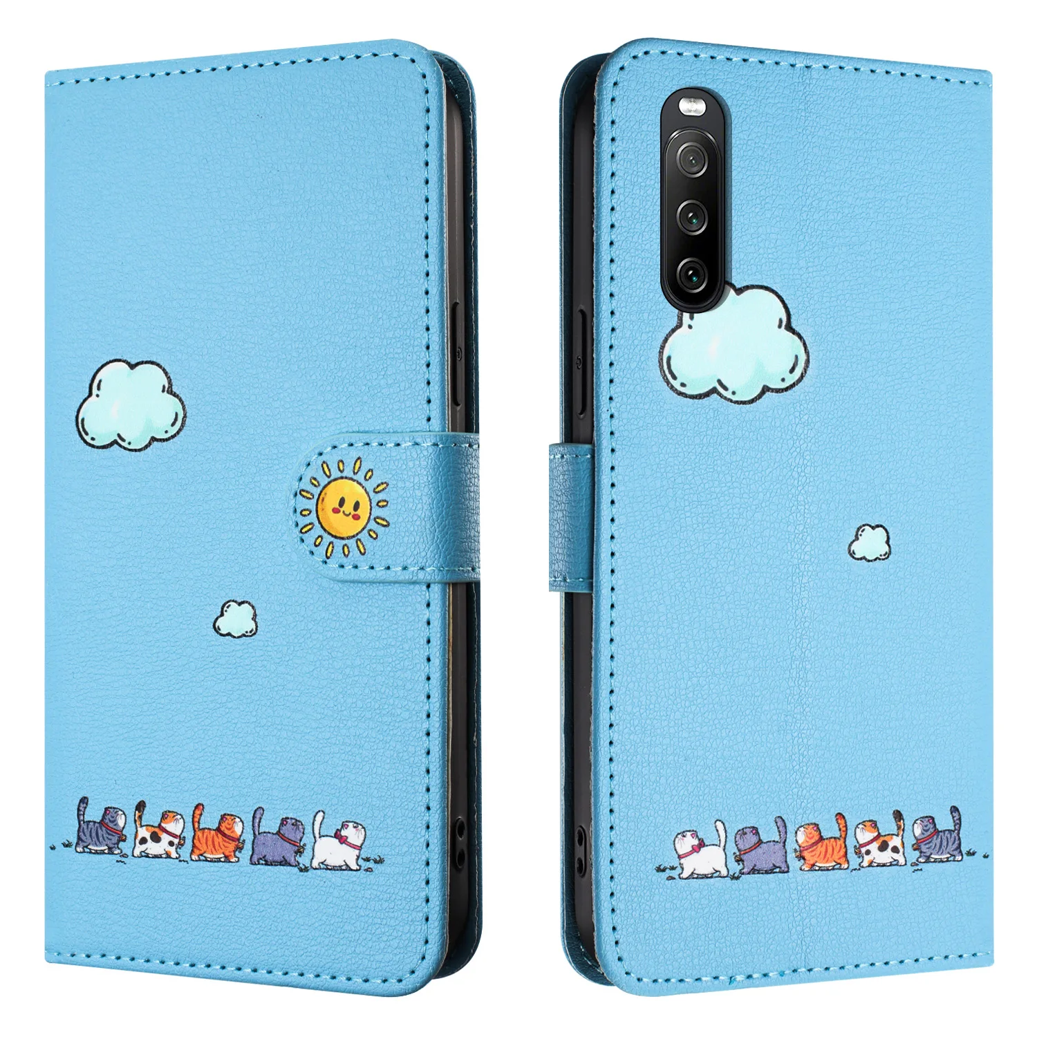 Elegant Leather Cat Phone Wallet Case with Kickstand and Card Slot - Cute Flip Cover