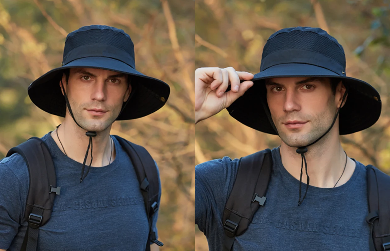 Hot Sale Xioguan 100% Polyester 9201 New Summer Breathable Fisherman Outdoor Mountaineering Big Eaf Sunshade Benni Hat_voghion.com