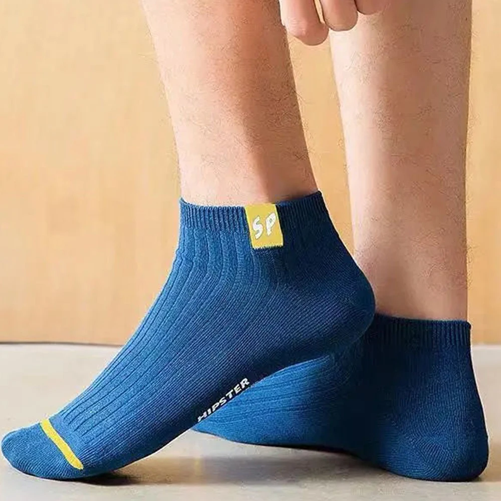 Men's socks 5 pairs spring and autumn thickened breathable boat low cut casual
