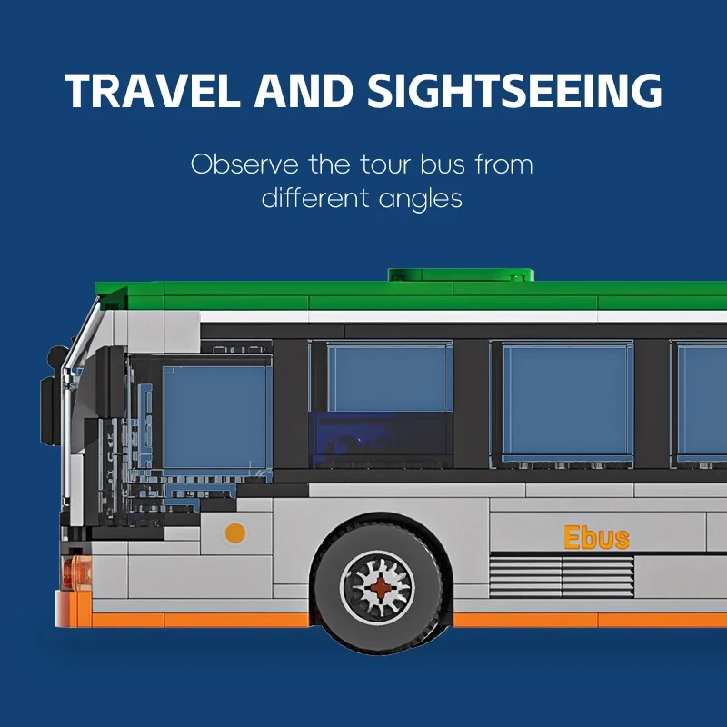 Durable ABS green sightseeing bus bricks compatible with major brands