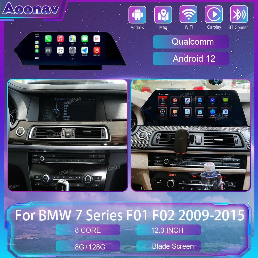 

NBT CIC 128G 12.3”Blade Screen Car Radio For BMW 7 Series F01 F02 2009-2015 Android 12 Multimedia Player Carplay GPS Navigation