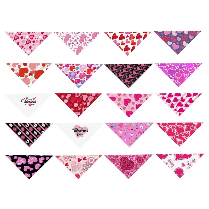 

Dog Heart Bandana Triangular Bandage Pet Neckerchief Valentine's Day Scarf Bibs