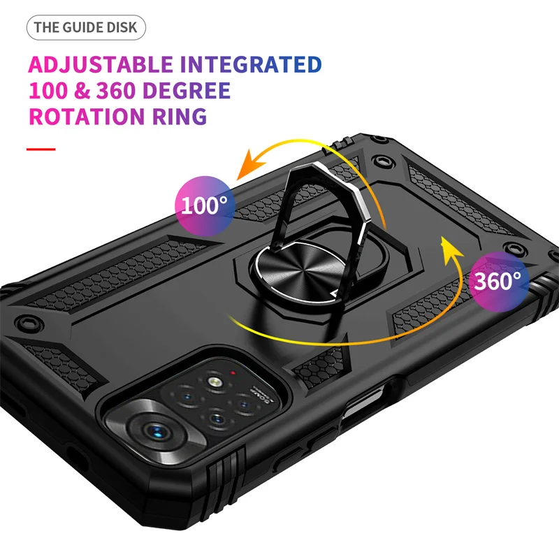 Durable Magnetic Metal Ring Holder Armor Case with Bumper Protection