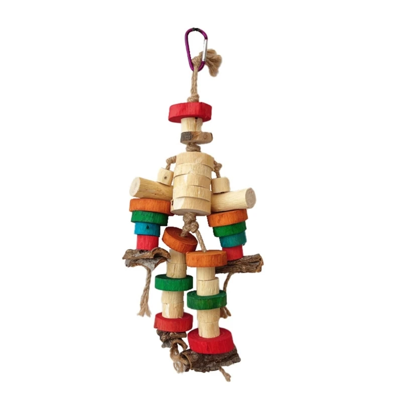 

Bird Toy ParrotRope Toy Cage Hanging Chewing Toy Multicolored Bird Wooden Block New Dropship