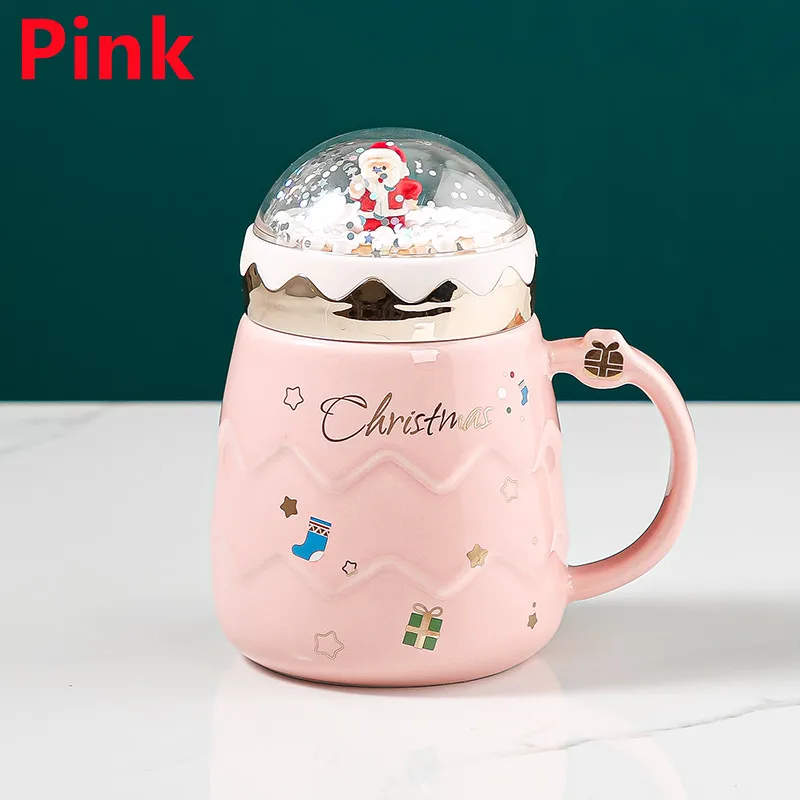 ADERTOS Tazza Natalizia in Ceramica, Mug Natalizie da 400 ml, Tazze Caffe Natalizie, Tazze da Latte Natalizie con Coperchio e Cannuccia, Tazza da tè Natale per Compleanno Festa di Natale, Verde