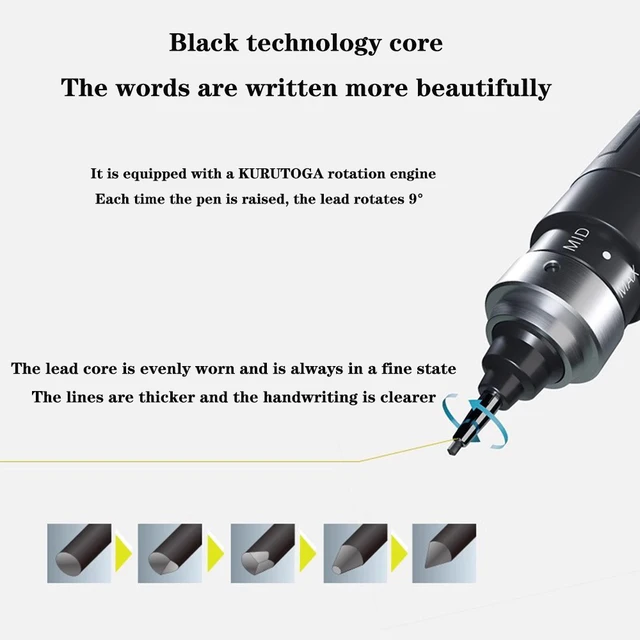Uni Kuru Toga 기계식 연필 M5-5000, 일본 유명 브랜드, 자동 리드 분배, 리드 코어 회전 기능, 0.5mm 가는 글씨 필기구, 고급 드로잉 문구, 할인된 가격, 무료 배송