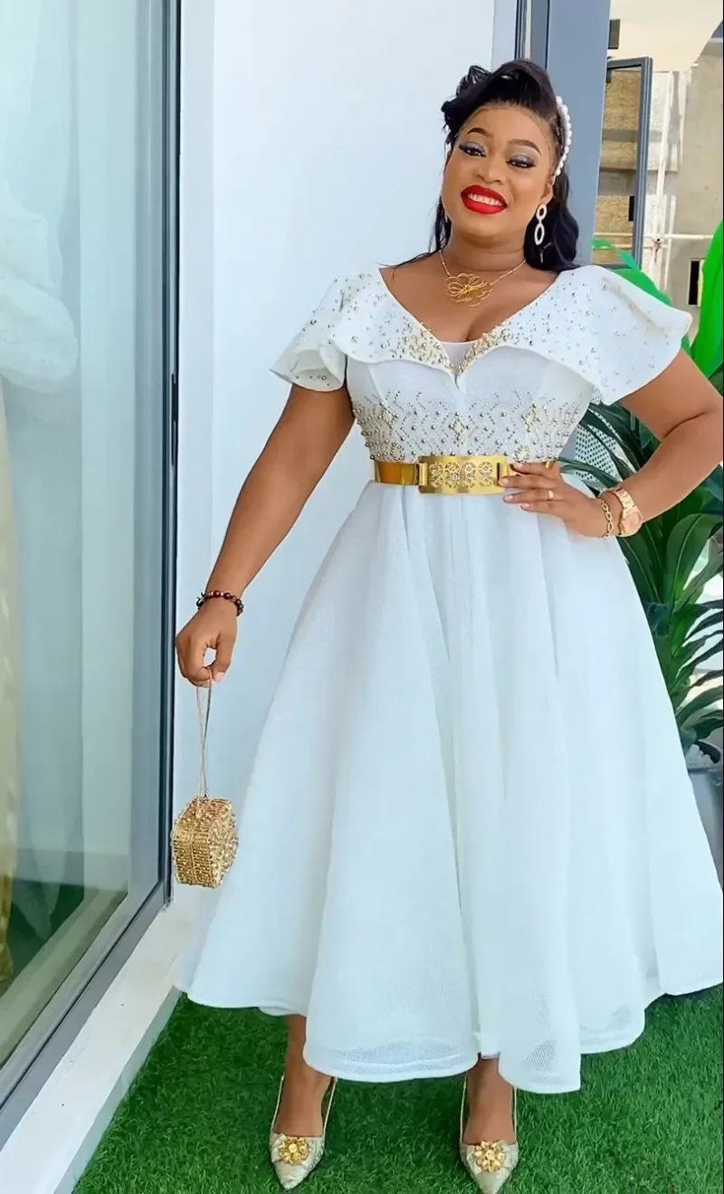 Plus Size African Wedding Party Dresses for Women 2024 New Dashiki