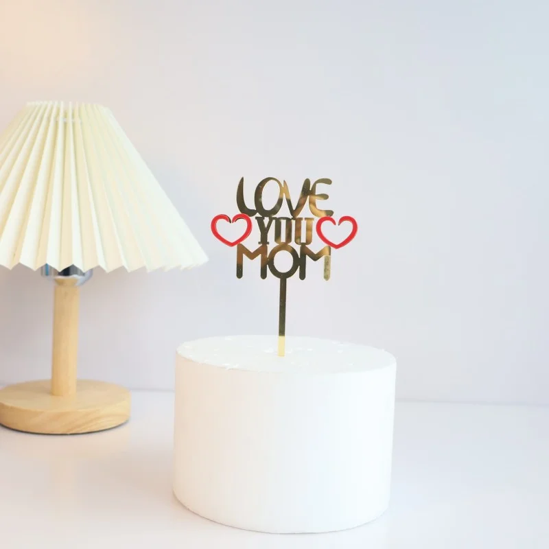 New Happy Mother's Day Cake Topper Acrylic Gold Best Mom Cake Topper for Mum Mommy Mother's Day Birthday Party Decorations