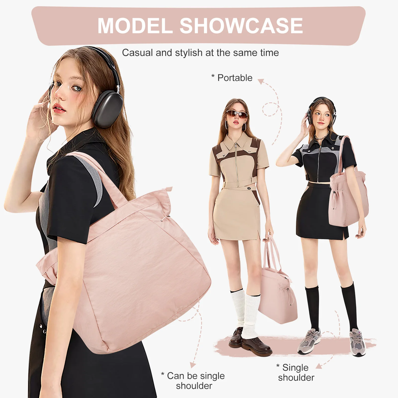 Large Capacity Women's Tote Bag Simple Fashion Sling Shoulder Tote Bag Shopping Outdoor Storage Shopping Bag Furniture Supplies